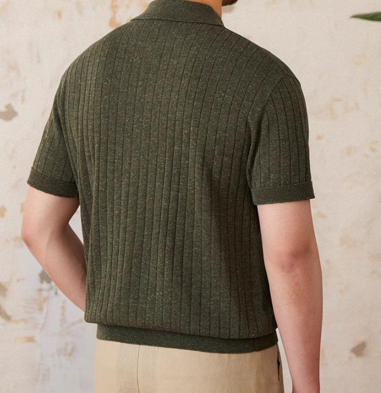 Ribbed polo shirt
