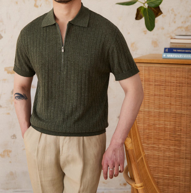 Ribbed polo shirt