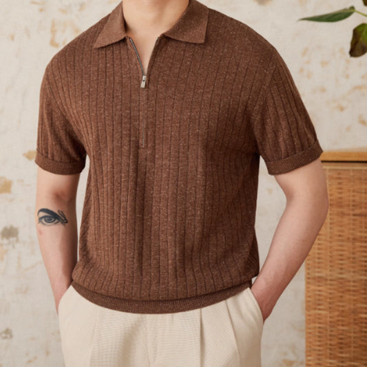 Ribbed polo shirt